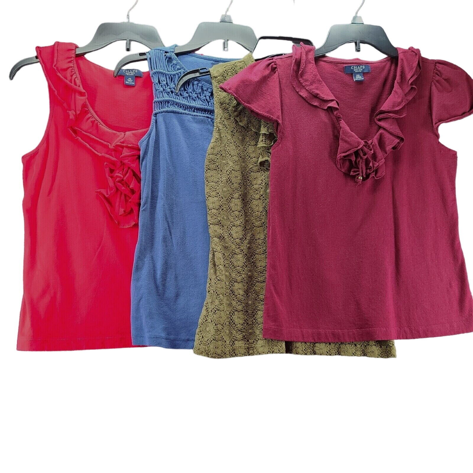 Lot Of Four Chaps Womens Tops Multi-Color Size Ps Cotton Sleeveless Pullover